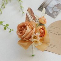Set Korsase & Boutonniere Pernikahan Buatan Tangan, Bunga Pergelangan Tangan & Pin Kerah Buatan untuk Pengantin Wanita, Pengantin Pria, Pengiring Pengantin.