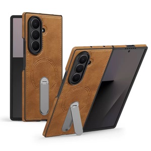 Support magnétique rotatif à 360 degrés charnière galvanisée en cuir PU étui de protection complet protecteur d'écran trempé pour <span class=keywords><strong>Zfold</strong></span> 7 6 - Product Image 2