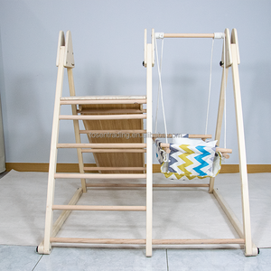 Estructura de Escalada Interior de Madera con Columpio para Niños Pequeños - Natural - Product Image 6