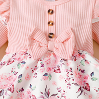 Combinaison florale pour bébé fille, style INS, manches volantées, body en coton tricoté doux, pour tout-petits, utilisation été/hiver