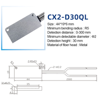 Capteur à fibres optiques matriciel Chanko CX2-D30QL à réflexion diffuse, tête de fibres optiques à large zone, interrupteur réfléchissant