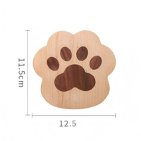 Sous-verre créatif en bois en forme de patte de chat, mignon, en bois massif, isolant thermique, pour théière et tasse