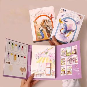 Carnet de dessin pliable en trois parties pour adultes, anti-stress, portable, à colorier, avec gouache et aquarelle, notes autocollantes, impression personnalisée - Product Image 3