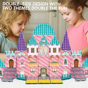 Tema castello rosa blocchi magnetici per bambini educativi castello tema costruzione giocattoli in materiale plastico piastrelle magnetiche - Product Image 2