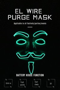 <span class=keywords><strong>V</strong></span> pour <span class=keywords><strong>Vendetta</strong></span> Anonyme Gars Fawkes LED Masque Fil EL Clignotant Rave Costume - Product Image 3