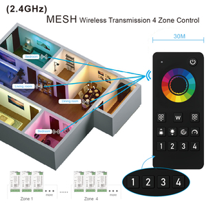 C103w aipin Mash nhóm Sync tuya thông minh Wifi RGB ánh sáng ban đêm 12V 24V COB dotless <span class=keywords><strong>LED</strong></span> Strip điều khiển với 4 khu điều khiển từ xa - Product Image 4