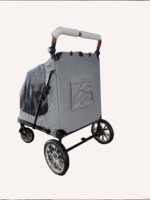 Grande poussette pour animaux de compagnie à 4 roues, imperméable, écologique, lavable, pliable, tissu confortable, design réglable, rampe d'accès, toutes saisons