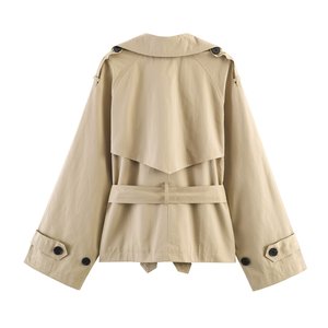 SHENZHU <span class=keywords><strong>Manteau</strong></span> décontracté pour <span class=keywords><strong>femme</strong></span> style européen et américain, été 2026, à manches longues, col chemise, épaulettes rembourrées, avec <span class=keywords><strong>ceinture</strong></span> 6318233 - Product Image 2