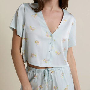 Conjunto de Pijamas de Manga Corta ODM de 2 Piezas, Ropa de Dormir Moderna para Mujer, Ropa de Casa de Lujo con Estampado de Satén Suave Similar <span class=keywords><strong>a</strong></span> la Seda - Product Image 4