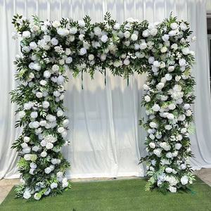 Arco de Flores Artificiales de Seda Hecho a Mano para Boda, Diseño Cuadrado en Forma de Corazón con Rosas Blancas para Decoraciones de Boda y Año Nuevo - Product Image 1