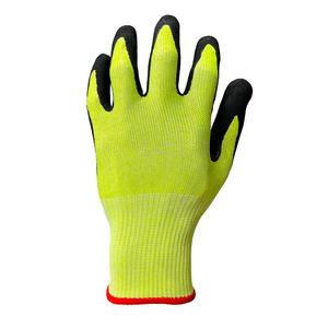 Hi-vis ANSI A5 E مستوى القطع <span class=keywords><strong>13G</strong></span> HPPE صلب نخيل النتريل الرملي غير الملحوم المغلفة مع سرج الإبهام - Product Image 3