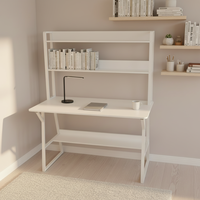 Bureau d'ordinateur compact 120 cm avec étagère de rangement, table PC, bureau d'étude pour étudiant à domicile avec porte-livres