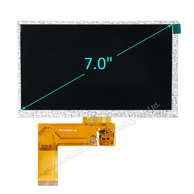 Good Quality 7" TN TFT LCD Display 800x480 Resolution RGB 24-bit Interface 400cd/m Brightness -20~+70 Operating