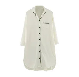 Luxury Quality Polyester Plain Sleepwear For Women Wholesale Milk Silk Soft Women's Nightgowns