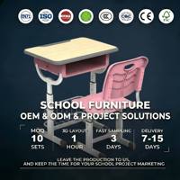 Ensemble bureau et chaise ergonomiques réglables en hauteur, fabrication directe usine, solutions de mobilier de classe robuste pour projets OEM/ODM