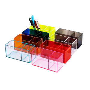 Organizador <span class=keywords><strong>de</strong></span> Escritorio Moderno y Minimalista <span class=keywords><strong>de</strong></span> Acrílico Transparente Grueso con 2 Compartimentos <span class=keywords><strong>para</strong></span> Bolígrafos y Brochas <span class=keywords><strong>de</strong></span> Maquillaje - Product Image 1