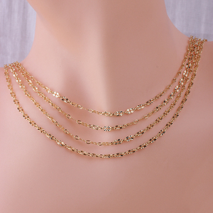 Chaînes à maillons plats de 2,5 mm <span class=keywords><strong>en</strong></span> or 14 carats plaqué/<span class=keywords><strong>argent</strong></span> 925, pour la fabrication de colliers, bracelets et chaînes de cheville, fabrication de bijoux permanents faits à la main - Product Image 6