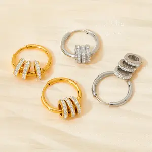 A Multi Wearing Diamond Small Circle Crystal Earring For Women