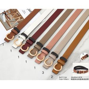 Ceinture en cuir véritable double face 2,8 cm avec boucle ovale pour femmes et hommes, tendance - Product Image 1