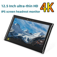 Monitor de Reposacabezas para Automóvil con Pantalla IPS de 12.5 Pulgadas y Resolución 4K, Conexión USB, Android, Pantalla LCD RGB para Entretenimiento en el Asiento Trasero, Altavoz Integrado