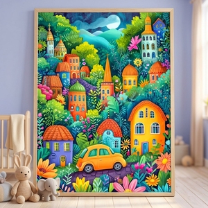 Kit di Pittura <span class=keywords><strong>Diamante</strong></span> Fai-da-Te in Acrilico per Adulti, Decorazione Casa con Motivo Casa Cartoon in Campagna - Product Image 3