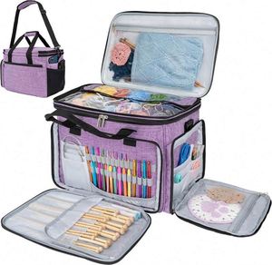 Échantillon gratuit : Sac de rangement personnalisé pour fils à tricoter avec couvercle et séparateur intérieur pour aiguilles à tricoter circulaires et droites - Product Image 6