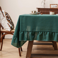 Nappe Rectangulaire RUNXIX Neuve en Lin Uni, Mélange de Polyester, Volants Anti-Poussière, Style Américain pour Salons et Maisons