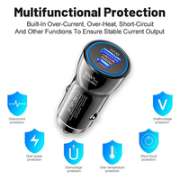 Charge rapide 2 ports USB Type C véhicule 48W chargeur de voiture USB pour téléphone 14 15 16 17 Pro Max tablette