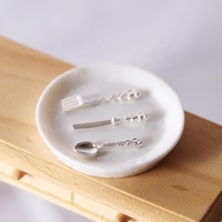 Accessoires de cuisine, miniatures vintage miniatures à l'échelle 1/12, vaisselle en métal, couverts, couteau, fourchette, cuillère