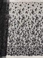 Tissu en dentelle à sequins noirs de qualité supérieure, orné de perles, maille florale 3D pour la haute couture, plusieurs couleurs en stock, livraison rapide