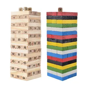 Tower Block Games Wooden Colourful Blocks Set For Kids Play Top Table games