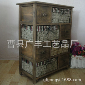 Armoire de rangement en bois massif, rectangulaire, marron, faite à la main, type sur pied, pour usage domestique - Product Image 2
