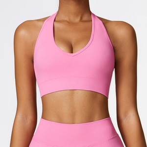 OEM su misura estate senza schienale sport Yoga imbracatura con collo e cinturino posteriore per il Fitness da donna che corre reggiseno Yoga verde senza soluzione di continuità - Product Image 5