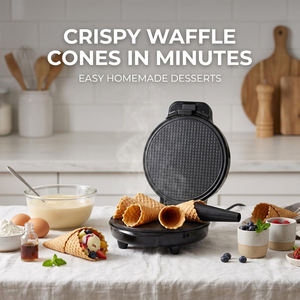 Máquina para Hacer Waffles de 1.2 kg de Buena Calidad, Máquina para Hacer Conos de Helado con Apagado Automático y LED para Restaurante, Comercial y Hogar - Product Image 1