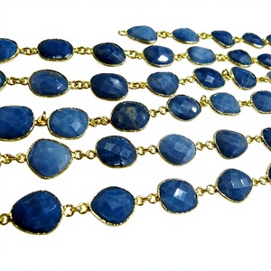 Cadena con Conector de Bisel de Ópalo Azul Natural de Forma Irregular, Tamaño de 12 a 15 mm, para la Creación de Joyería - Product Image 1