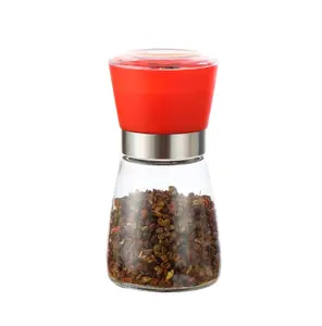 Wholesale Hot Sell Adjustable Glass Bottle Stainless Steel Glass Salt Mill Chili Manual Pepper Grinder