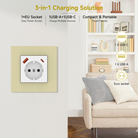 Prise murale standard européenne en alliage d'aluminium, panneau Schuko, prise de courant avec port de charge USB 16A 250V pour la maison et l'hôtel