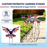 Décoration de jardin patriotique en métal avec étoile USA pour le 4 juillet, à installer dans la pelouse extérieure