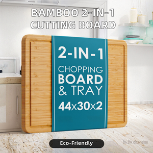 Grande planche à découper et plateau de service 2-en-1 en bambou pour hacher et servir - Product Image 2