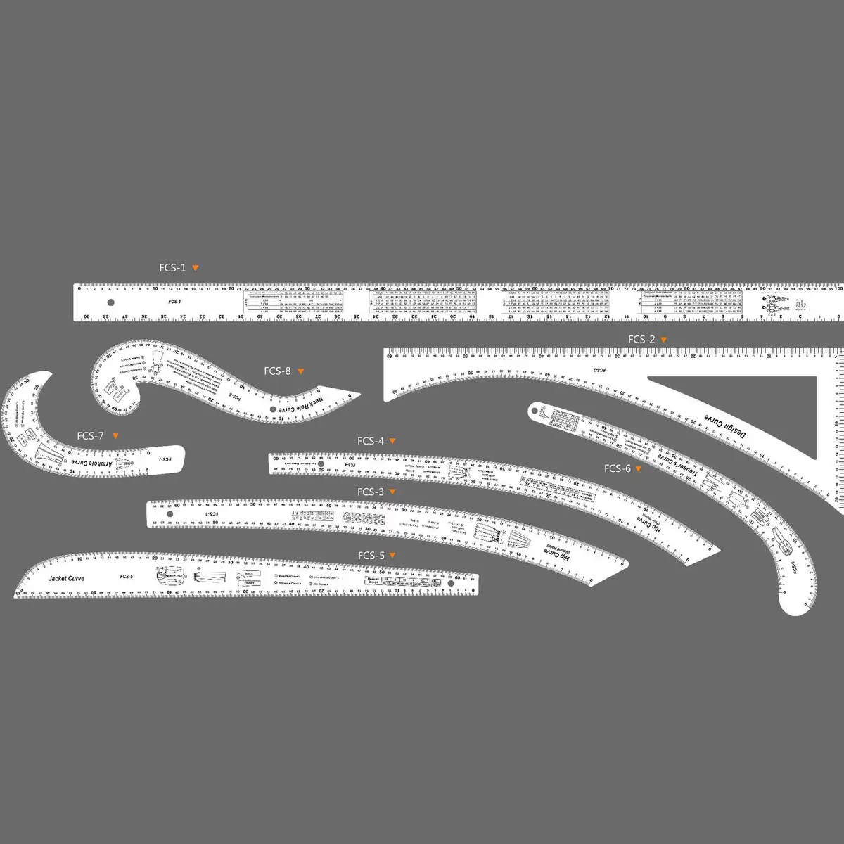 Regla Curva Para Diseño De Moda Juego De Reglas De Costura Profesional, 7 Piezas De Patrón De Curvas Francesas Para Sastres, Diseñadores, Principiantes : Costa Rica Regla Curva Para Patrones De Moda