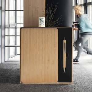 Wholesale Eco-Friendly Custom A5 <b>Notebook</b> <b>Set</b> Personalized Bamboo Journal with Business Logo Promotional Gift <b>Set</b> - Product Image 3