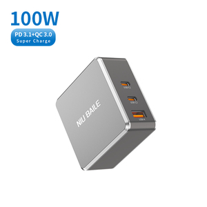 Cargador Rápido Universal NIUBAILE de 100 W PD3.1 (100-240 V) - 1 Puerto USB-A + 2 Puertos USB-C Salida de 2 A Plegable Ecológico Certificado CE/FCC - Product Image 4
