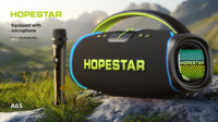 Enceinte portable extérieure Hopestar A65 300W avec subwoofer, connectivité sans fil, poignée et lumières colorées pour fêtes A80