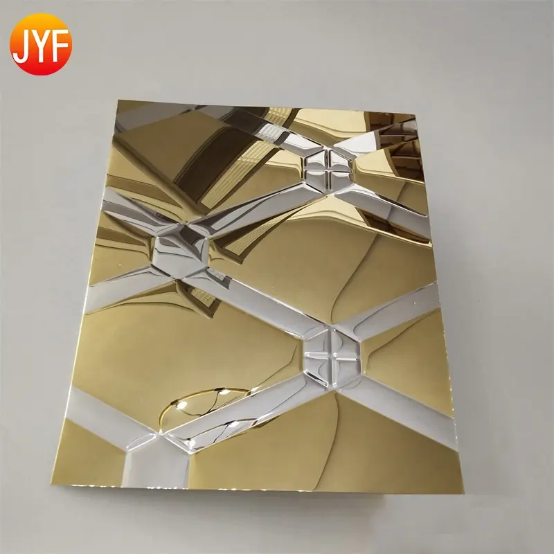 Panel de pared 3d de acero inoxidable estampado dorado, diseño martillado, doble Color, CL164, 201, 304, 316