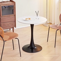 Table basse circulaire moderne en acier italien et pierre frittée – Tables à thé élégantes, durables et faciles à nettoyer pour bureau, salle à manger et salon