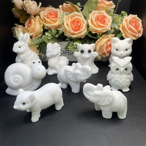 Mão esculpida cristal Animal Craft <span class=keywords><strong>Natural</strong></span> cura pedra branca Jade elefante escultura para decoração - Product Image 4