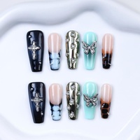 Uñas Postizas Acrílicas de Lujo Estilo Francés con Certificación CE, Hechas a Mano, Reutilizables, Uñas Artificiales