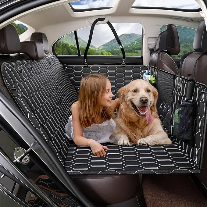 Extensor de asiento trasero para perros 100%, impermeable, fondo duro, funda de asiento de coche para perros, para viajes en coche, mascotas, Protector de asiento para perros