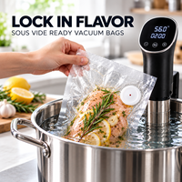 Sacs sous vide gaufrés réutilisables en PA/EVOH/PE avec valve et fermeture éclair pour la cuisson sous vide, la conservation et le stockage des aliments secs et humides