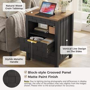Dystler Nightstand With Gun Drawer Wood Modern Lockable <b>Bedside</b> <b>Table</b> - Product Image 6